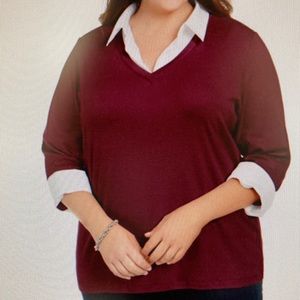 Karen Scott woman plus cotton layer top
